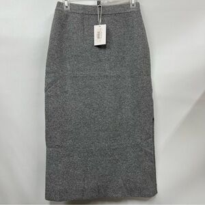 NWT Lucy Paris M grey knit high slit Charcoal Pencil Skirt pullon gray